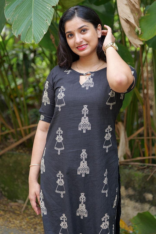 Women's Rayon Slub Hand Print Kurta & Pant Set | Stitched Ethnic Wear for Women