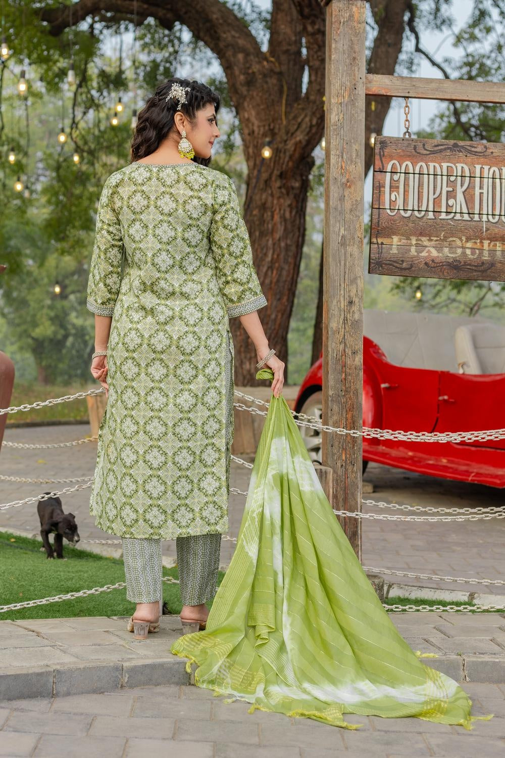 Women's Cotton Blend Printed Kurta Set with Bottom & Chanderi Dupatta | Stitched Ethnic Wear for Women