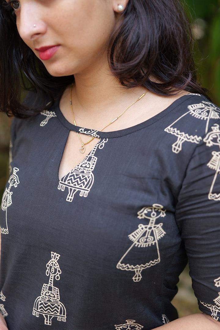 Women's Rayon Slub Hand Print Kurta & Pant Set | Stitched Ethnic Wear for Women
