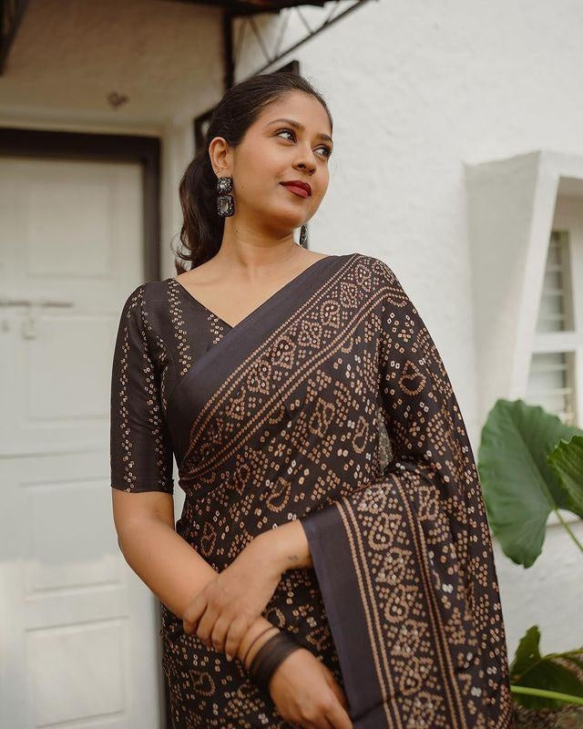 Black Pure Cotton Linen Saree Weaved With Zari Comes With Tassels With Unstitched Blouse