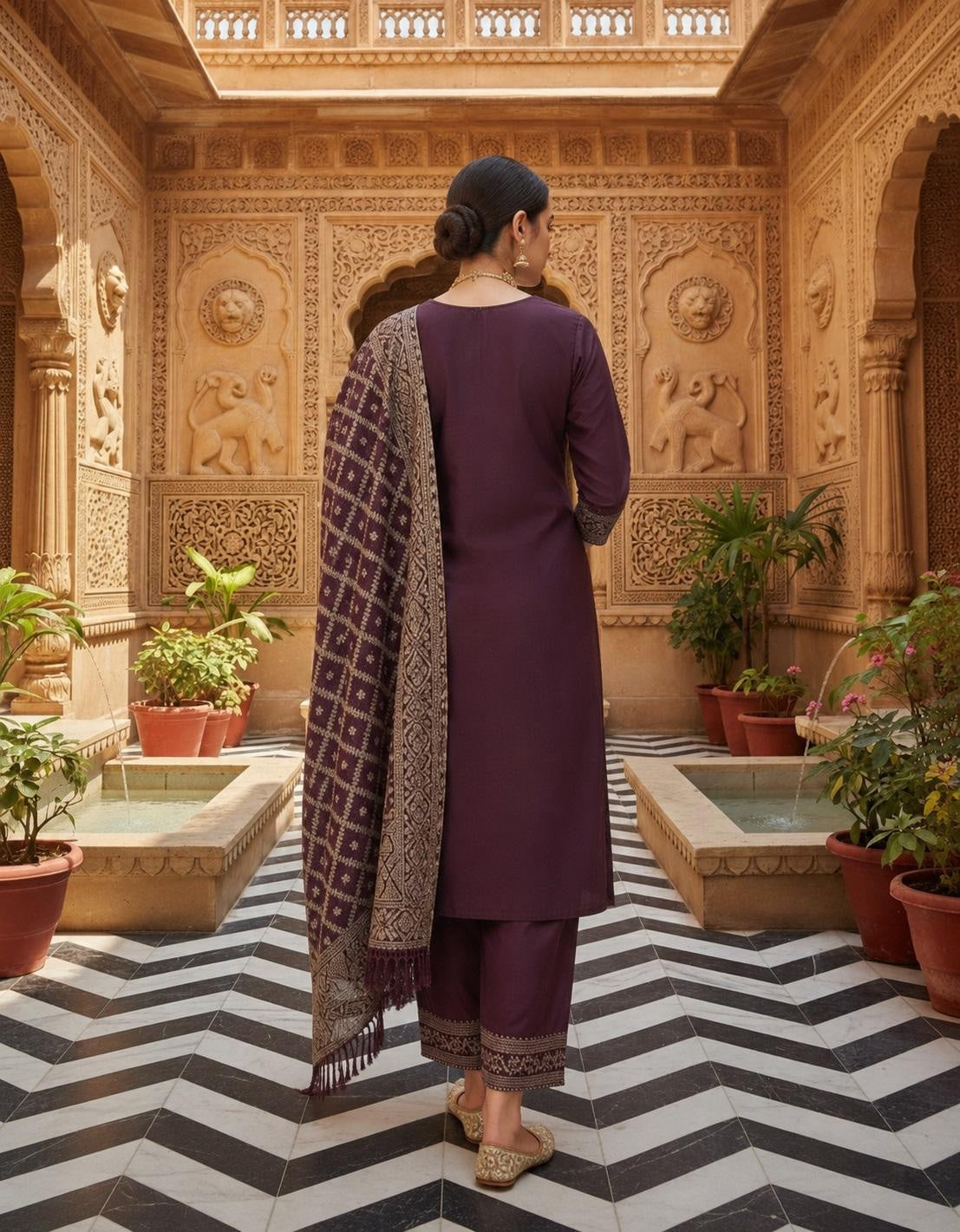 Women's Rayon Slub Embroidered Kurta Set with Bottom & Jacquard Dupatta | Stitched Ethnic Wear for Women