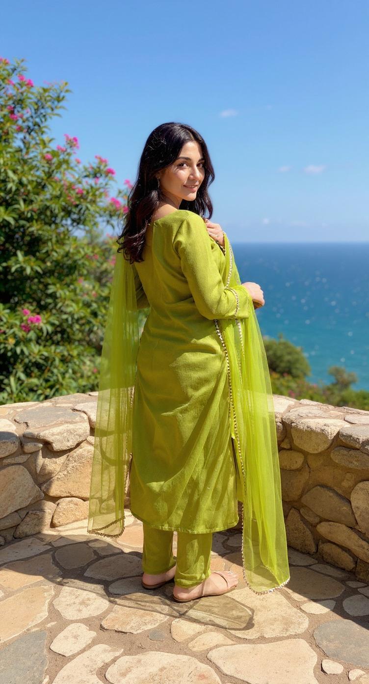 Embroidered Cotton Blend Kurta Set for Women | Ready-to-Wear Ethnic Wear