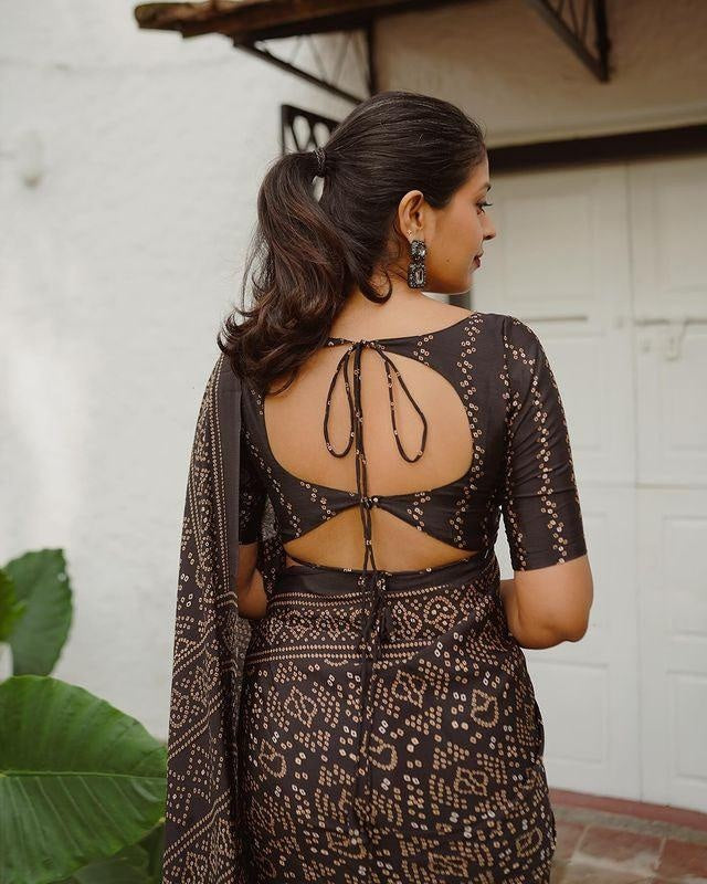 Black Pure Cotton Linen Saree Weaved With Zari Comes With Tassels With Unstitched Blouse